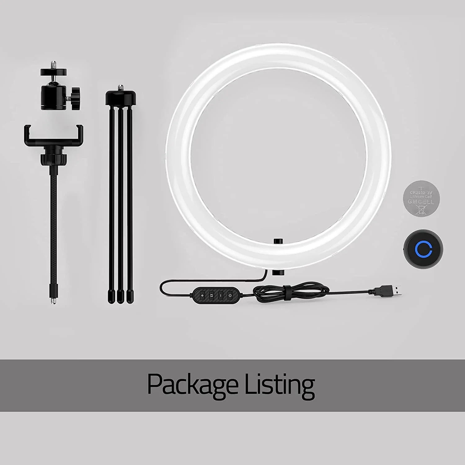 10" LED Ring Light with Tripod Stand, Phone Holder, Wireless Shutter, Dimmable Desktop Light