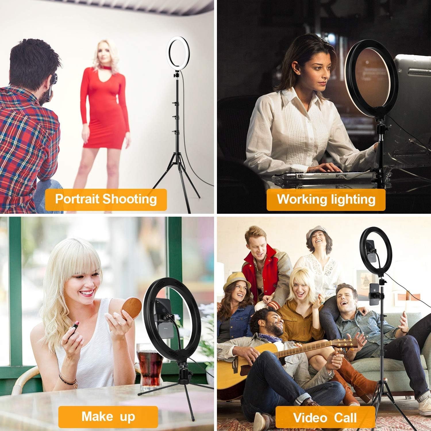 10" Ring Light,  Upgraded Selfie Ring Light with Tripod Stand & Cell Phone Holder Dimmable LED Circle Lights for Live Stream, Makeup, Youtube Video, Tiktok, Selfie Photography Iphone Android